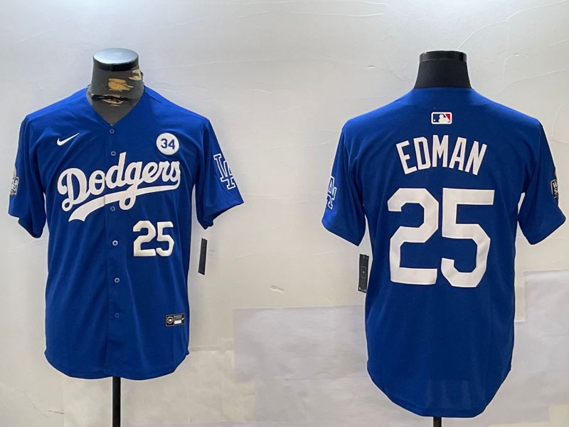 Men Los Angeles Dodgers #25 Edman Blue Game 2024 Nike MLB Jersey style 11211